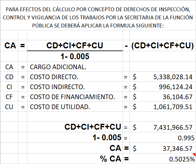 Análisis de precios unitarios ejemplo de cálculo de cargos adicionales 5 al millar